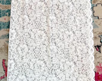 Vintage White JCP Polyester Lace Curtains Rod Pocket Panel / 54&quot; Wide x 84&quot; Long / Two Vintage Lace Curtain Panels
