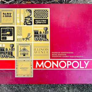 Vintage Monopoly in Box with Metal Tokens / 1960s Monopoly Game