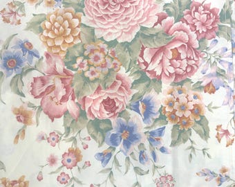 Vintage Floral Twin Flat Sheet, Roses Mums Print