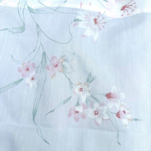 Soft, Sweet Vintage King Flat Sheet in Lovely Pale Florals with Butterflies / Pale Faded Percale Vintage King Size Flat Sheet / Soft, Light