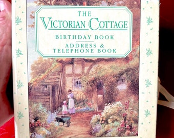 Vintage Victorian Cottage Geburtstags- und Adressbuch-Set / Schönes englisches Cottage Box Set Adressen und Geburtstagsbücher