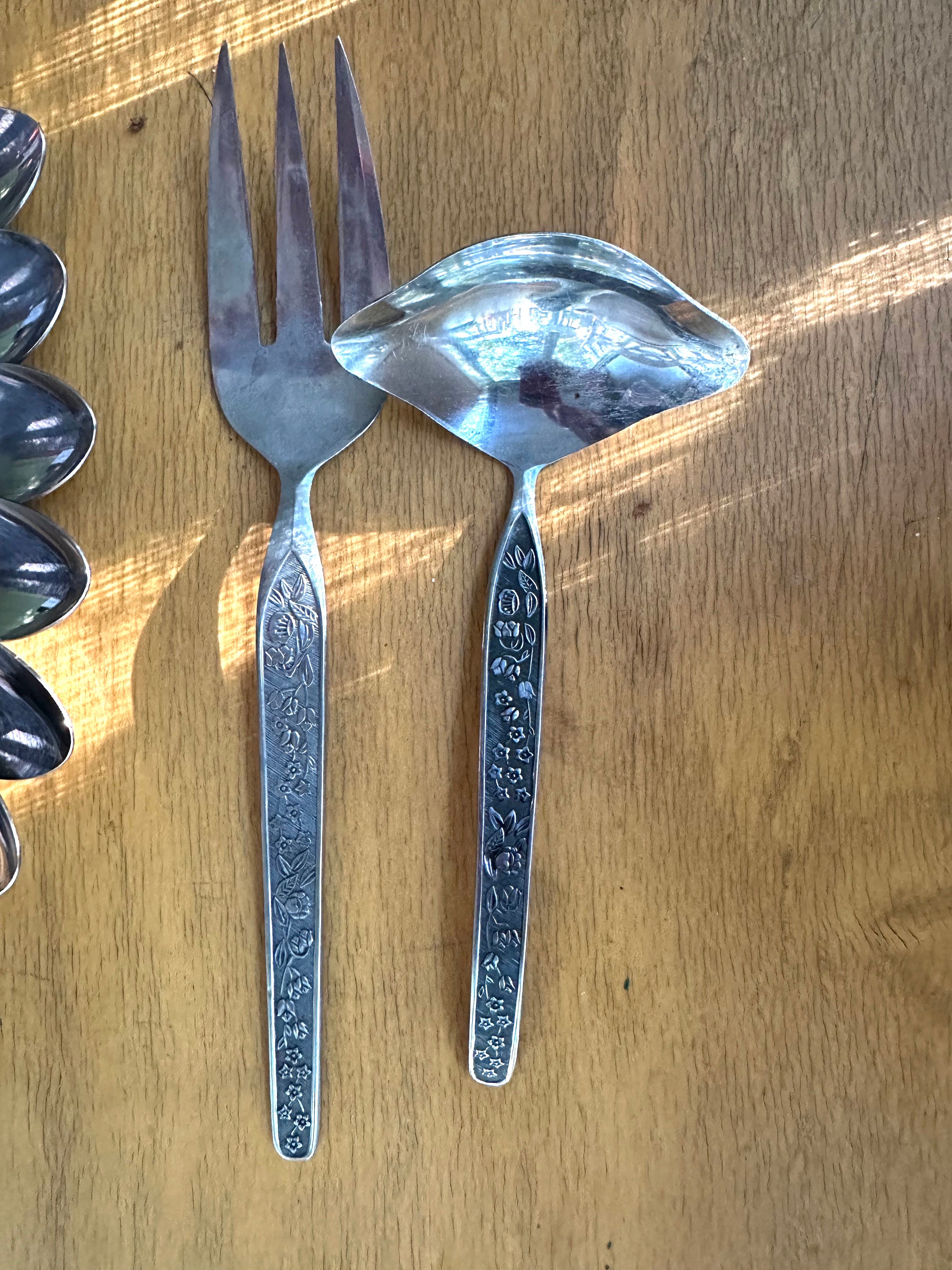 Noritake Sevita Ladle and Meat Fork or Set of Iced Tea Spoons