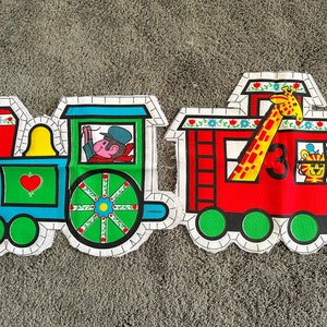 Vintage Cut and Sew Stuffed Train Pillow to Make / Bright, Colorful Four-Car Stuffed Train! What Fun!