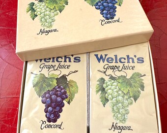 Vintage Welch's Grape Juice Playing Cards / Grapes Advertising / Vintage Fruit Advertising Playing Cards Unopened Double Deck