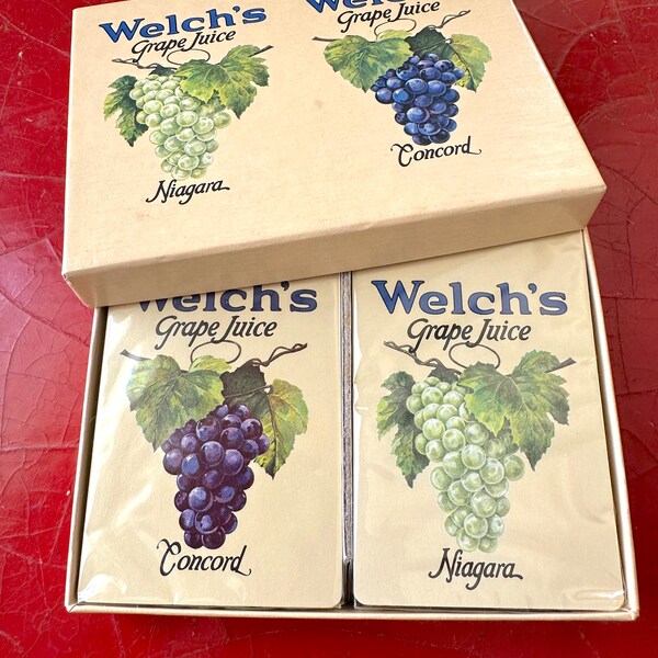 Vintage Welch's Grape Juice Playing Cards / Grapes Advertising / Vintage Fruit Advertising Playing Cards Unopened Double Deck