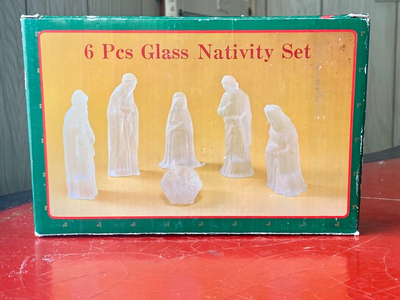 Vintage Frosted Glass Nativity Set With Original Box / 4 Etsy