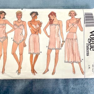 1986 Vintage Vogue Lingerie Pattern Pack / Vogue Sewing Pattern 9765 Size L-XL / Pattern for Slip, Camisole, Teddy, Half-Slip and Panties