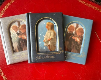 Three Vintage Mini Photo Albums / Tiny Portable Grandma Brag Books for 96 Total Photos