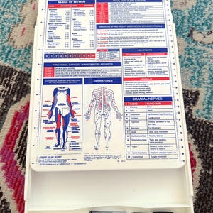 Vintage Plastic Clipboard with Storage, Pen Well, and Medical Drawings and Checklists / Fun Vintage Nurse or Doctor Gift