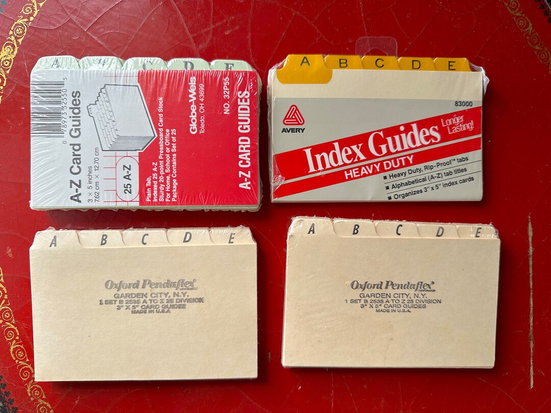 Index Card Divider Sets / 3x 5 Index Card Dividers / Vintage Etsy