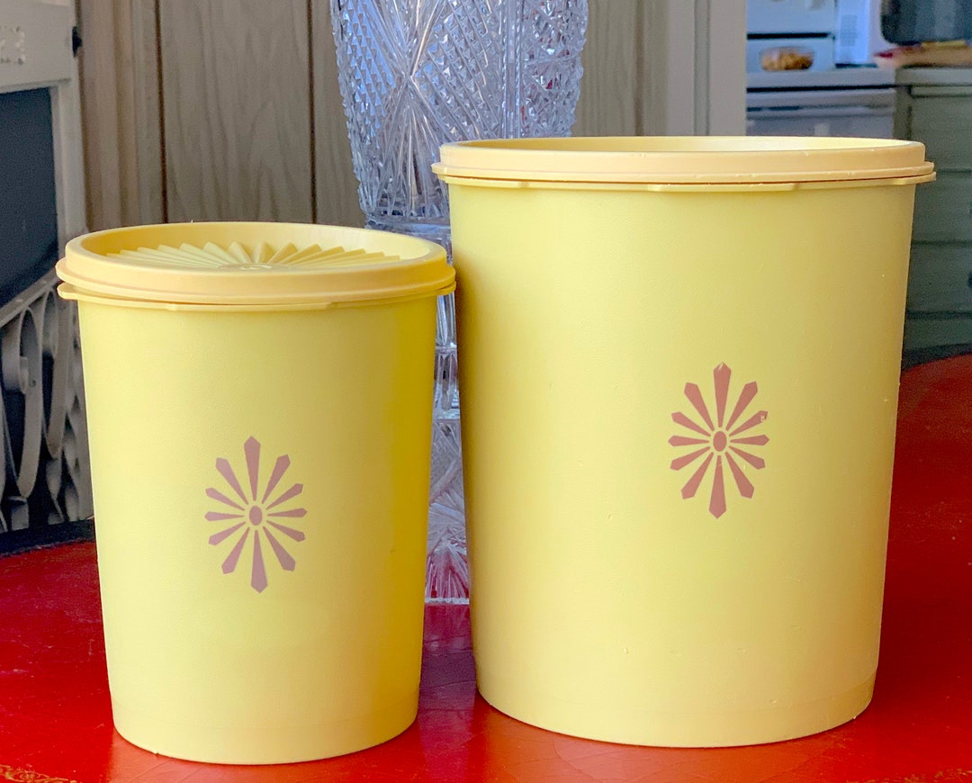 Vintage Yellow Tupperware Container Pair: 7