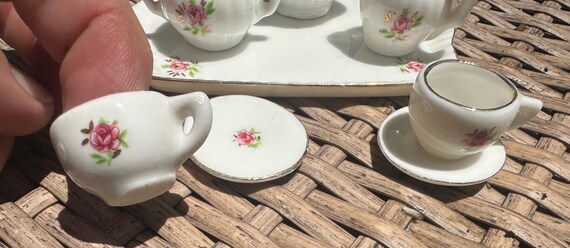 Vintage Miniature Doll Tea Set, Ceramic With Pink Flowers - Etsy