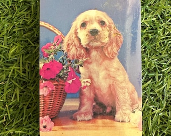 Vintage kaartspel met schattige puppy's, ongeopend en ongebruikt