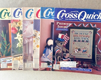 Six 1980s Cross Stitch Magazines / Cross Quick: Easy Projects for Cross Stitch Lovers