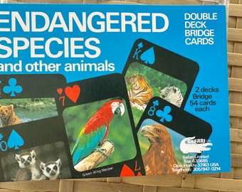 Vintage Endangered Species Double Deck Bridge Cards  by Safari Limited USA