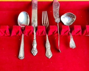 Vintage Silver Plate Serving Pieces, Assorted Lot / 5 Petite Serving Pieces for Dip, Sauces, Condiments, Petit Fours, Relish