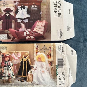 Two Vintage Vogue Craft Doll Patterns for 18&quot; Doll Clothes / Vogue Craft 8557 and 8648
