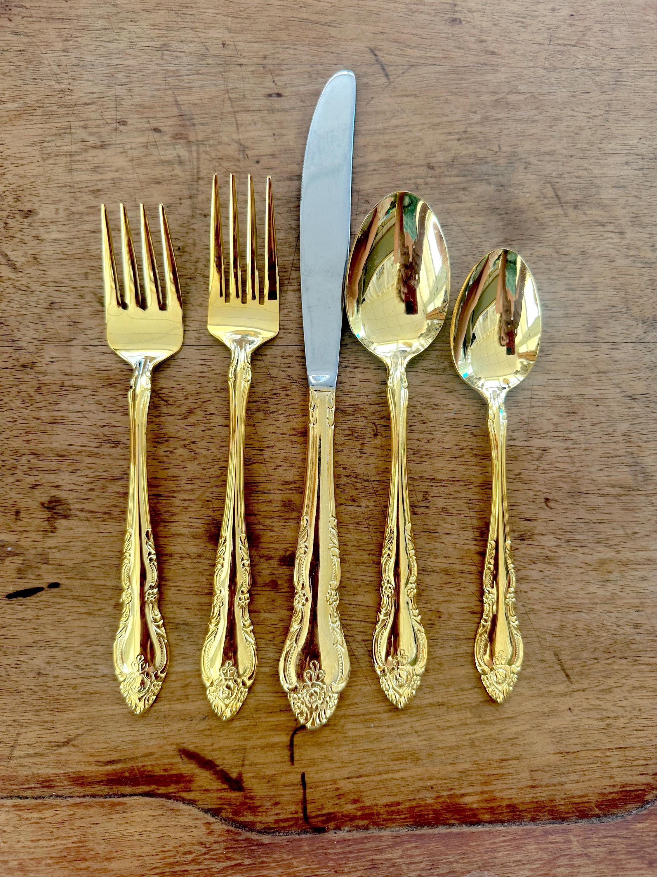 Vintage Gold Plated Northland Stainless Malmaison Japan for 4 OR