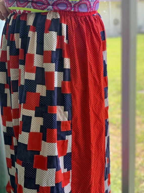 Vintage Quilted Skirt / Patchwork Skirt with Ruff… - image 4