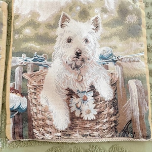 White West Highland Terrier Tapestry Throw Pillow Cover / Two Matching Available / 17.5 x 17&quot;