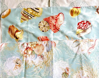 Large Upholstery Fabric Swatches Lot of 3 with Seashells