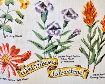 Yellowstone Nationalpark Souvenir Geschirrtuch Wildblumen Yellowstone : 100% Leinen