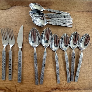 MCM Floral Five-Piece Stainless Flatware Lifetime Mediterranean Silverware Replacements By the Piece