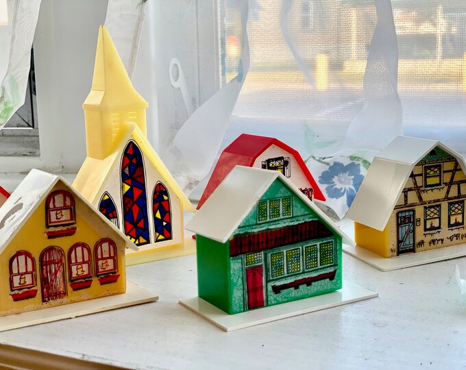 Vintage Lightup Christmas Village and Accessories / Putz Style Alpine