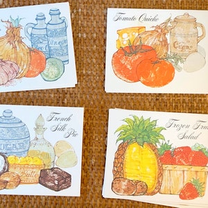 Schede di nota ricetta corrente vintage in scatola originale, set di 12/dodici schede di ricetta corrente retrò, NOS