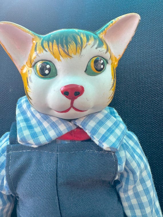 Vintage Porcelain Cat Head Dolls Matching Pair Girl and Boy - Etsy