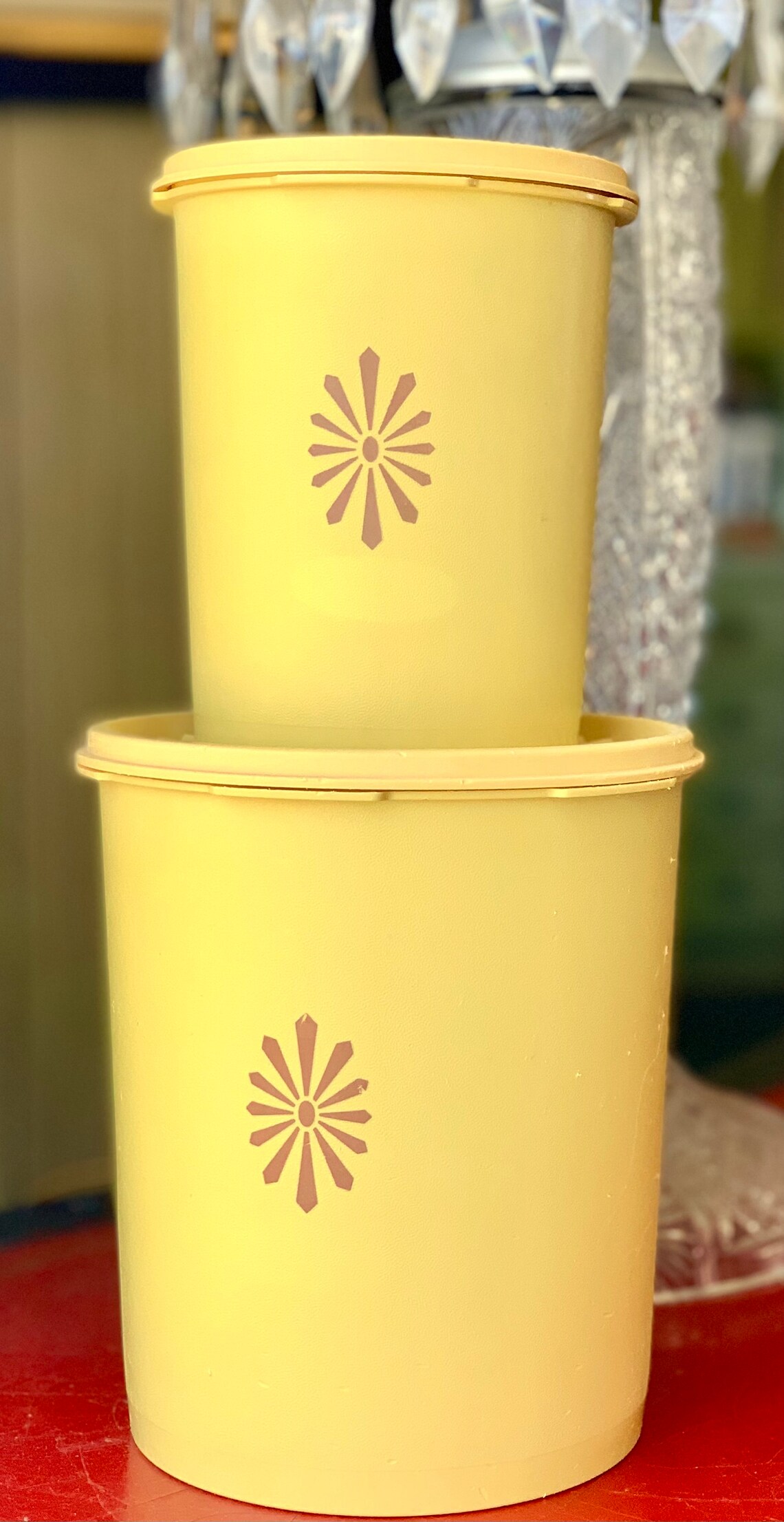 Vintage Yellow Tupperware Container Pair: 7