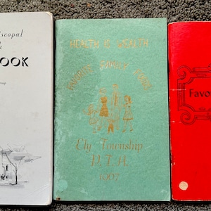 Three Obscure Vintage Cookbooks in Small Paperback /Mid-Century Church and PTA Vintage Cookbook Lot