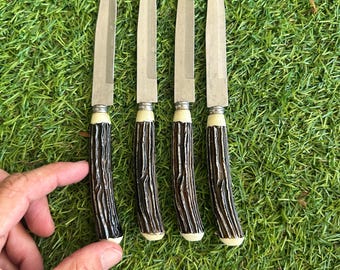 Vintage Bone Handled Knife Set of 4 in Black