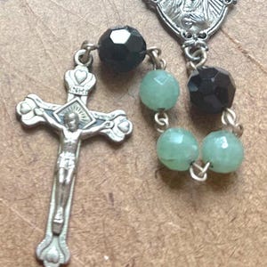 Vintage Green Glass Rosary Beads