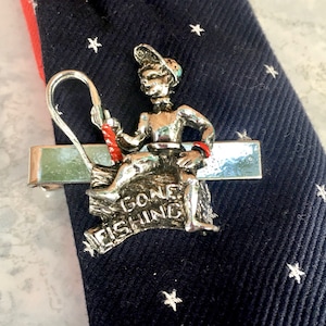 Vintage Fishing Tie Clip Men&#39;s Jewelry Fisherman Gift