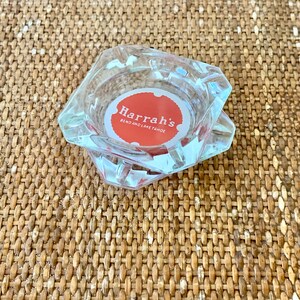 Two Vintage Glass Ashtrays from Harrah&#39;s Reno/Tahoe, Matching Pair