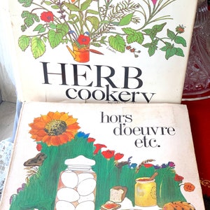 Two Charming Vintage Cookbooks: Herb Cookery and Hors D’oeuvre Etc. / 1970s Cookbooks with Retro Illustration