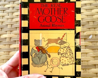 The Real Mother Goose Animal Rhymes Mini Board Book Set with Sleeve / Vintage Mini Six Book Mother Goose Set