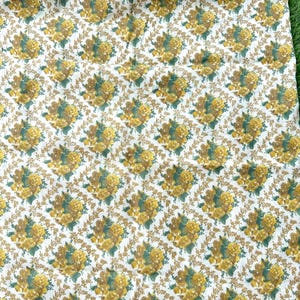 Vintage Shabby Chic Fabric with Yellow Roses, So Lovely, So Retro / 43 x 37&quot; / Two Pieces Available