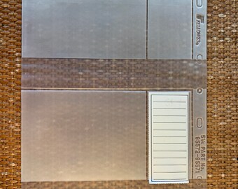 Vintage Plastic Page Protectors  5.5 x 4" Slots / with Binder Holes and Labels / 18 Heavy Duty Protector Pages