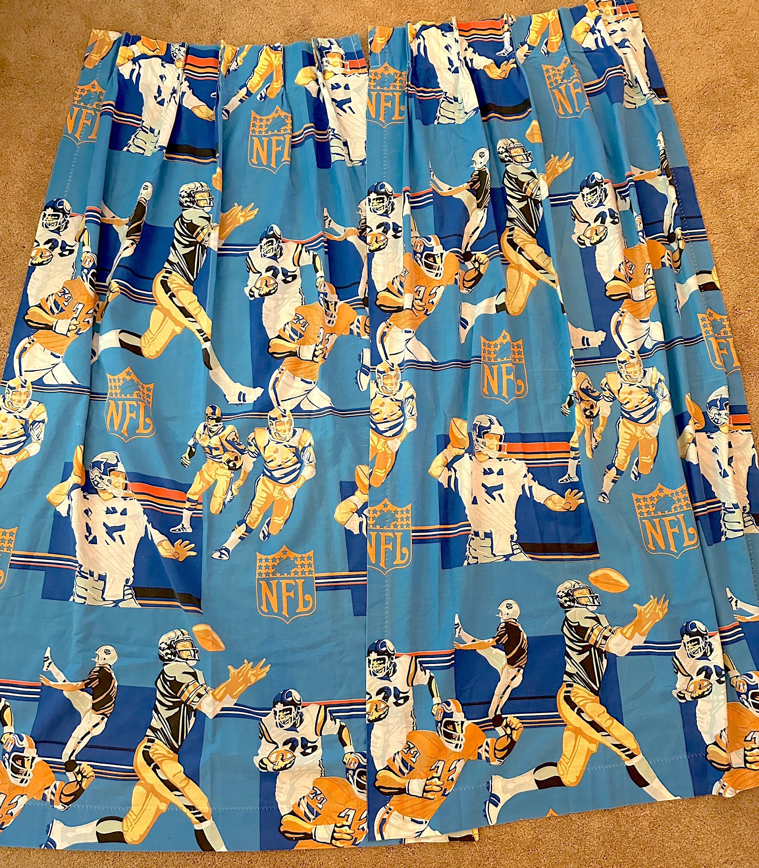 Vintage NFL Curtain Panels, Sears Perma Prest, Pleated Pair - Etsy