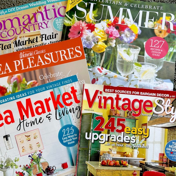 Lot of 5 Cottage/Flea Market/Shabby Chic Decor Magazines, Victoria's "Tea Pleasures"