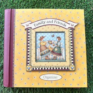 Vintage Family Organizer/ Large Address Book, Occassion and Gift Organizer with Cards, Tabs, Folders, Lists, and Debbie Mumm Illustrations