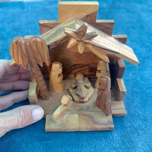 Vintage Miniature Carved Wood Nativity