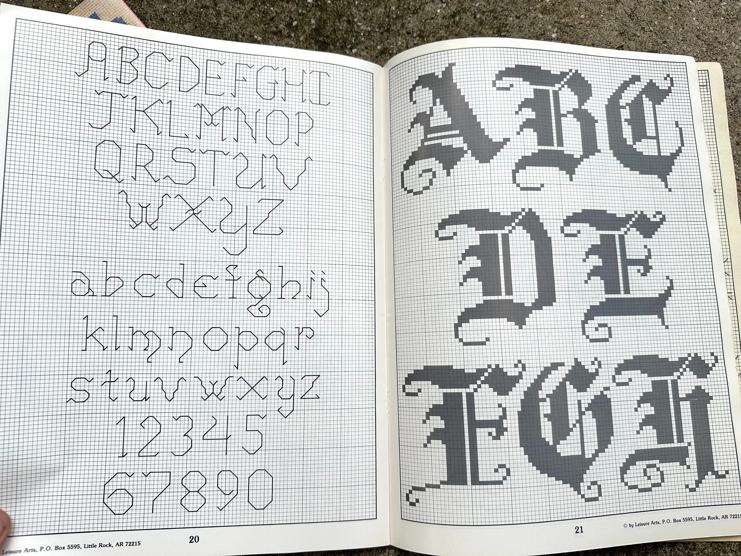 Vintage 1970s Charted Cross Stitch Alphabets, Borders and Numbers