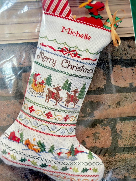 Counted Cross Stitch Stocking Kit, Vintage / Christmas Stocking