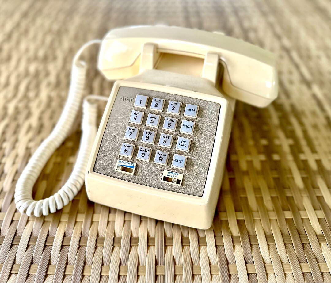 Vintage AT&T Push Button Phone in Beige / Untested Vintage Tabletop