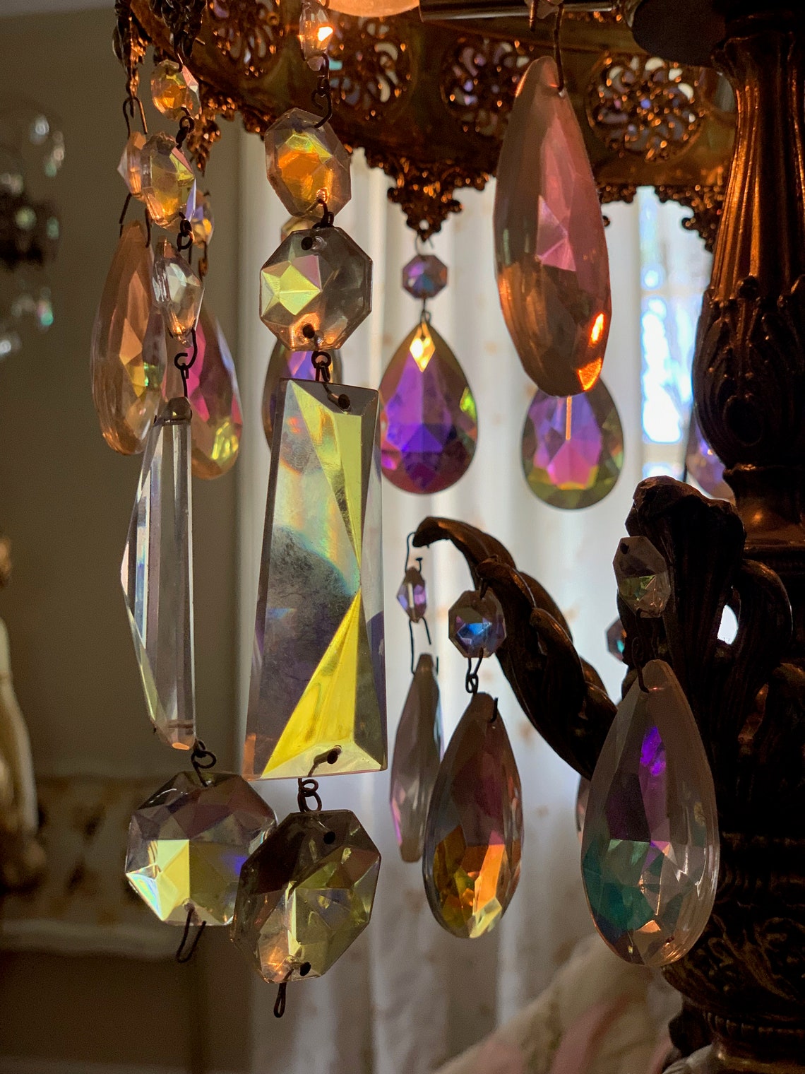 Hanging Crystal Prisms Pair / Long Vintage Crystal Prisms for Etsy