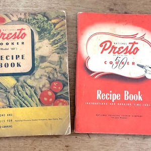 Two Antique Presto Pressure Cooker Recipe Books for Presto 50 and Presto 60