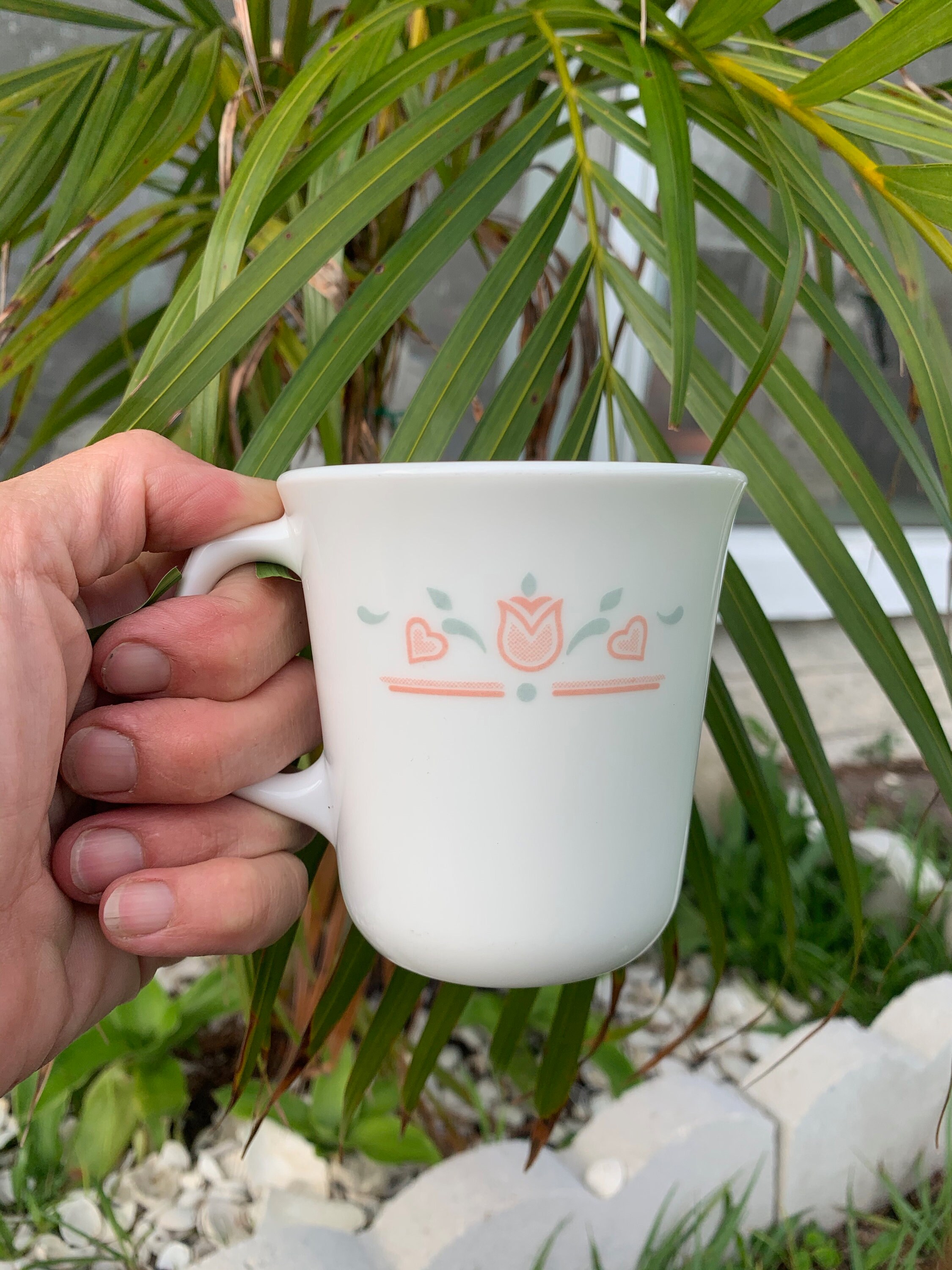 Vintage Corning Mugs / Buds and Hearts / Sweet Mug Pair for Etsy 日本